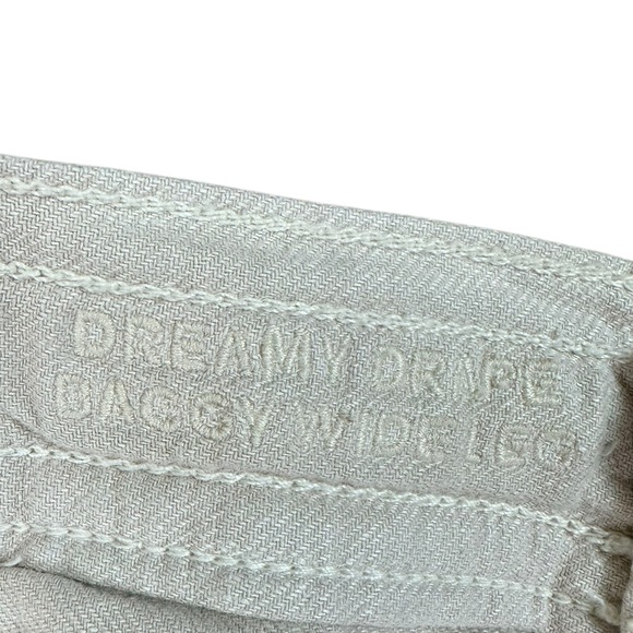 American Eagle Dreamy Drape Baggy Wide Leg High Rise Linen Cream Pants Size 10 - Picture 7 of 11